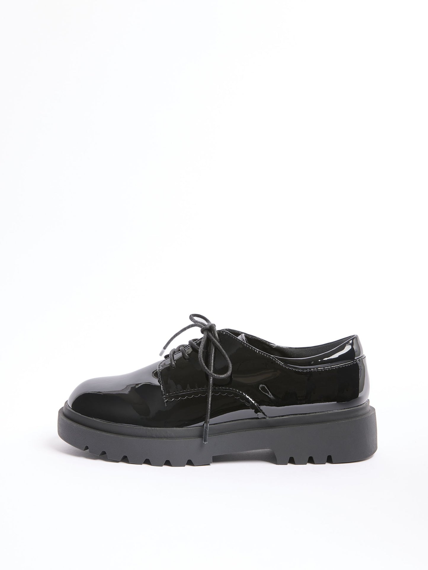 Lipsy Black Patent Chunky Lace Up School Shoes image 7
