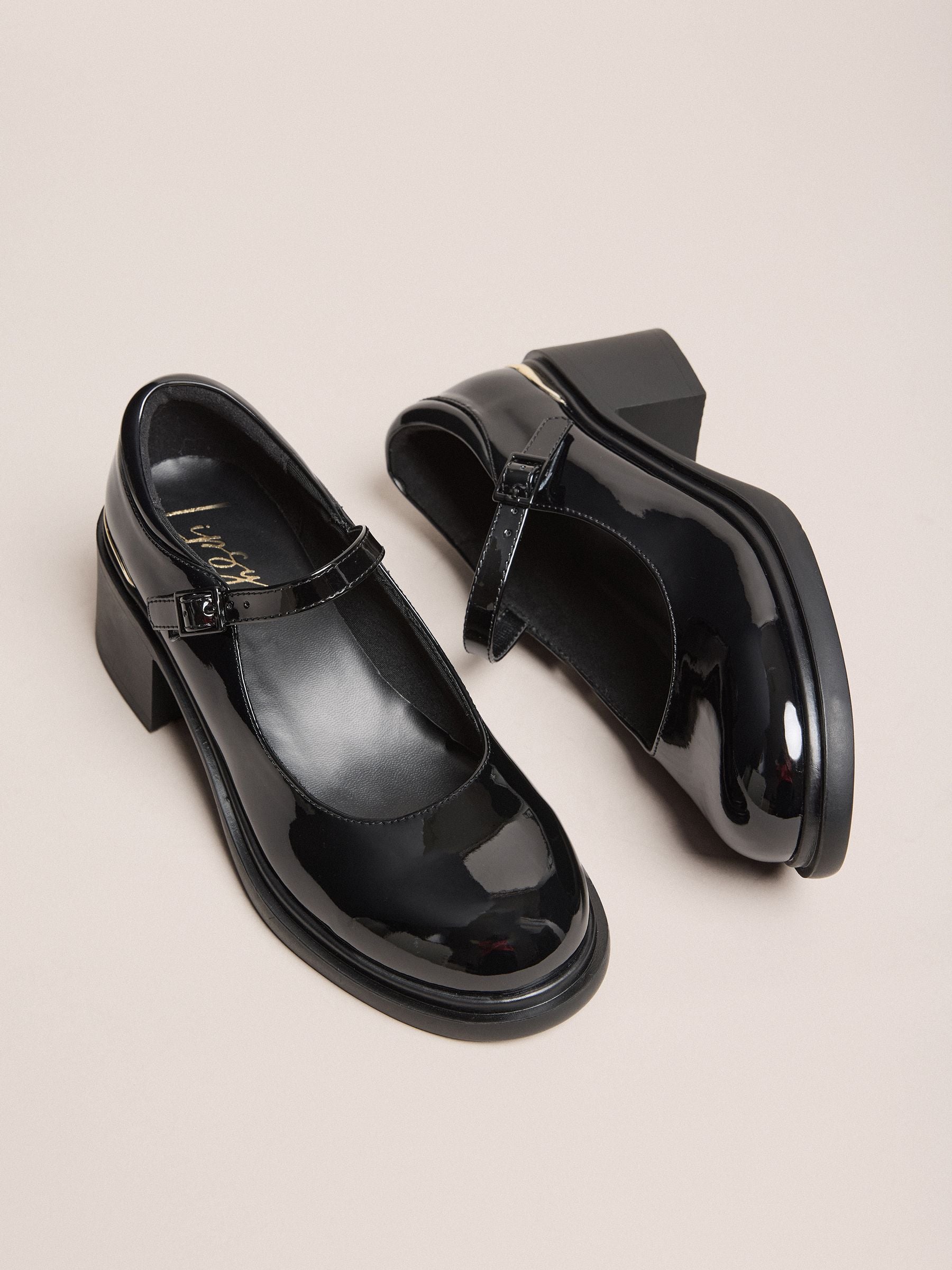 Lipsy Black Faux Leather Block Heel Maryjane School Shoes image 4