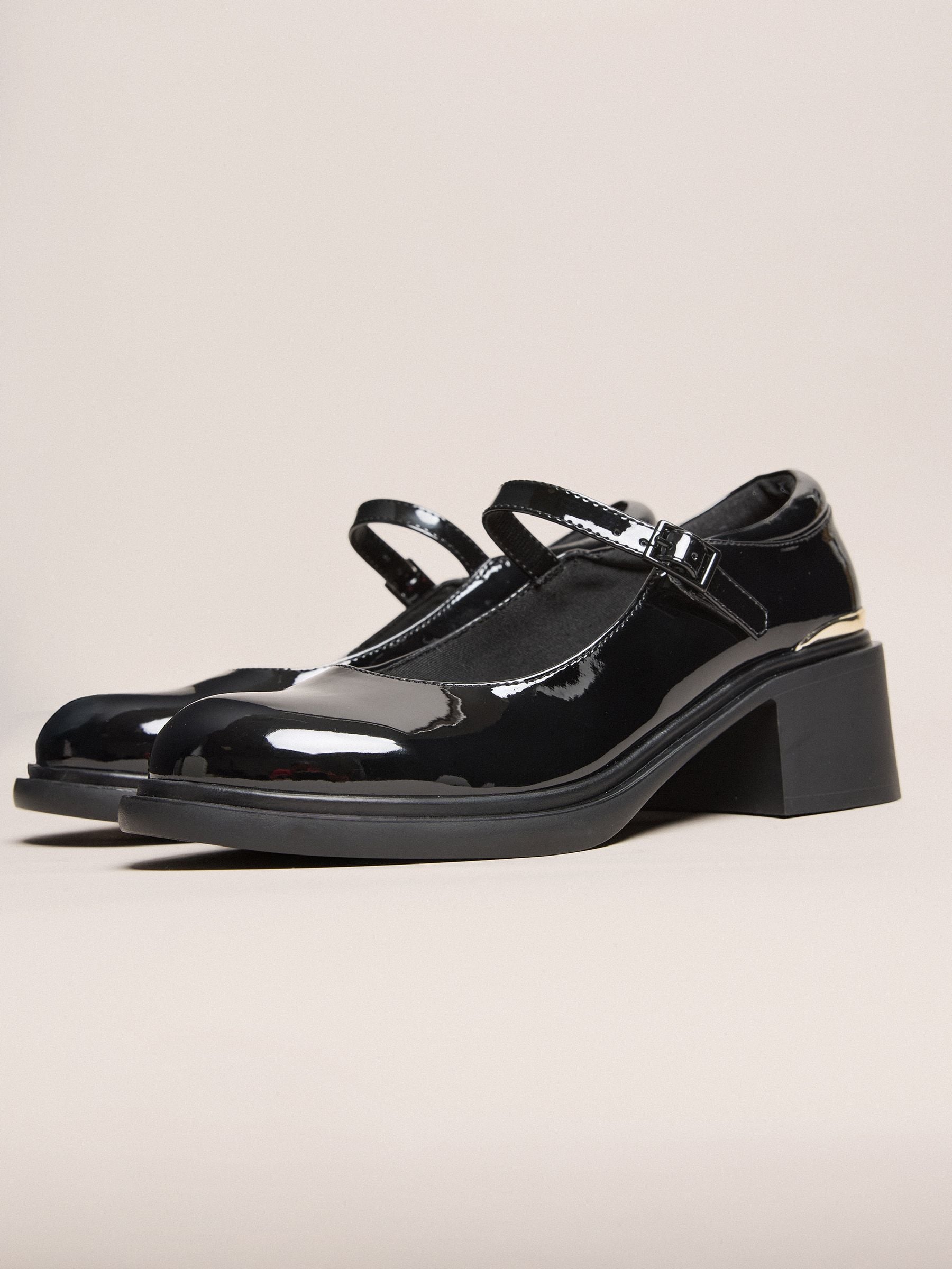 Lipsy Black Faux Leather Block Heel Maryjane School Shoes image 5