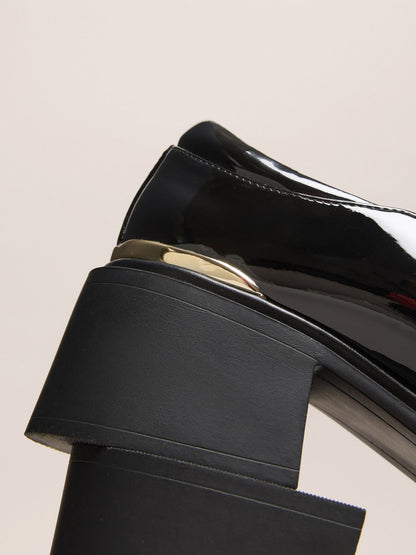 Lipsy Black Faux Leather Block Heel Maryjane School Shoes image 6