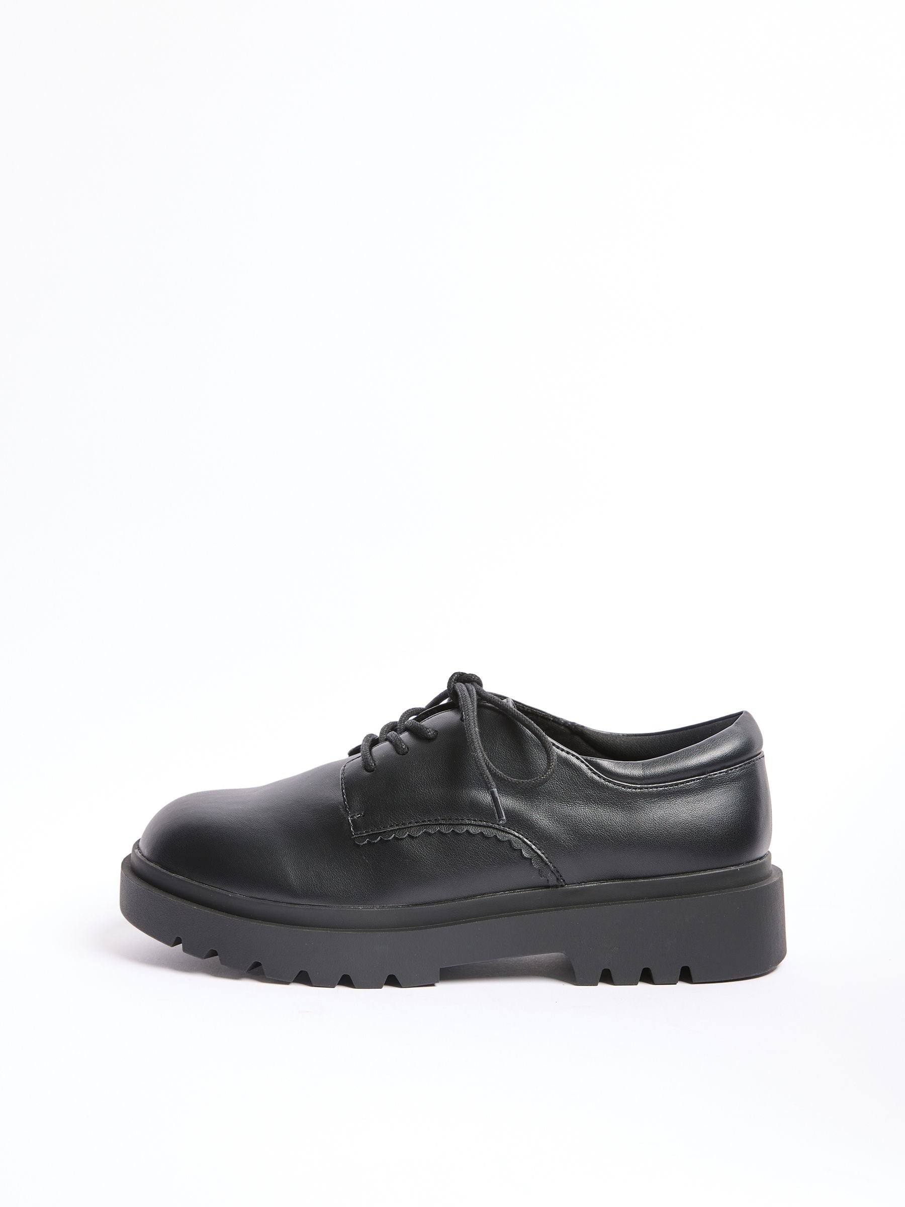 Lipsy Black Faux Leather Chunky Lace Up School Shoes image 6
