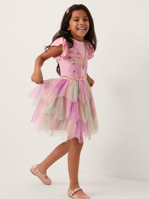 Monsoon Pink Embellished Butterfly Disco Dress image 1