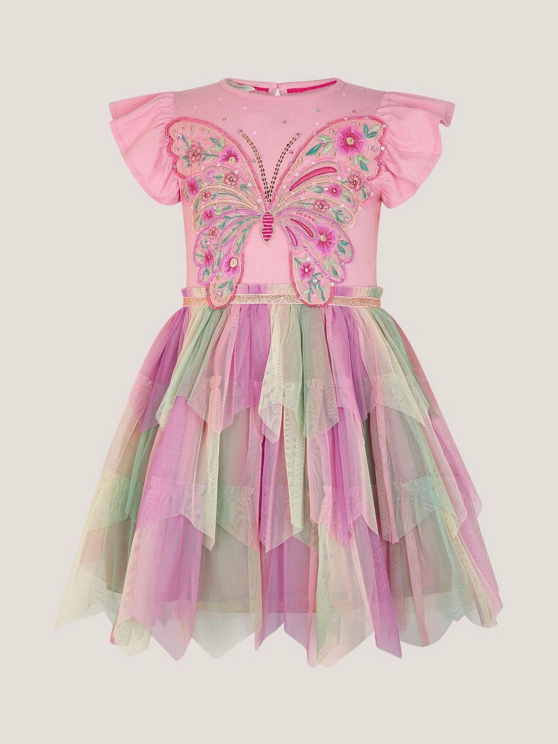 Monsoon Pink Embellished Butterfly Disco Dress image 2
