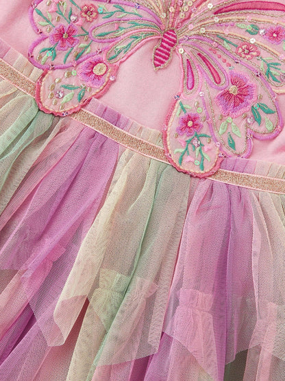 Monsoon Pink Embellished Butterfly Disco Dress image 4