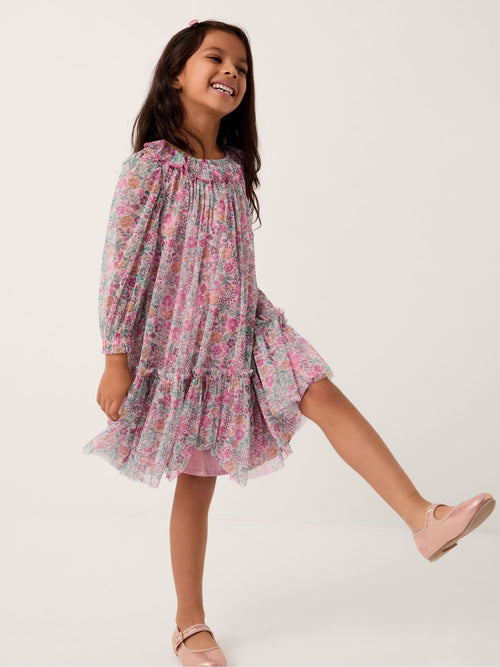 Monsoon Pink Scallop Collar Floral Print Dress image 1
