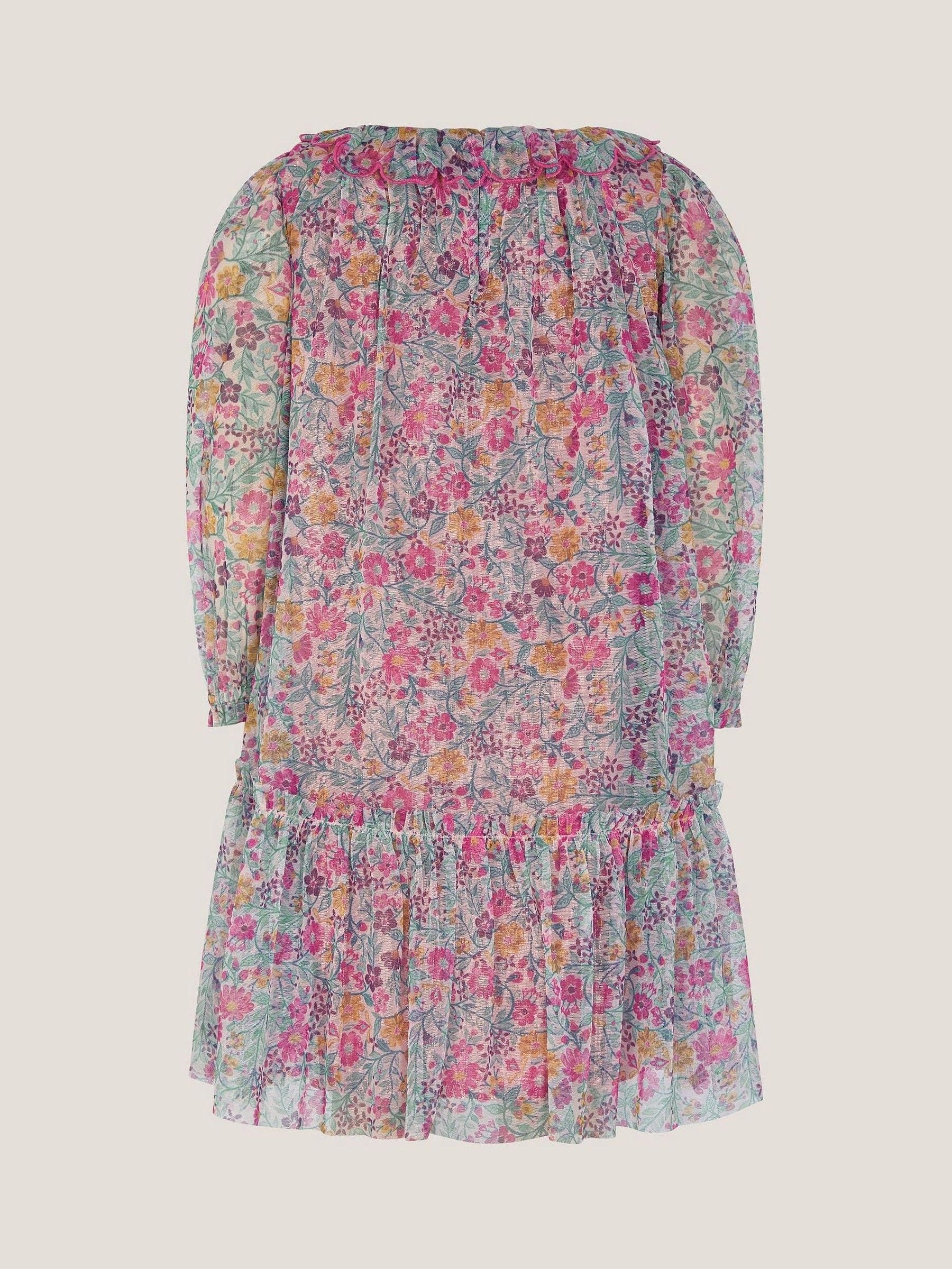 Monsoon Pink Scallop Collar Floral Print Dress image 2