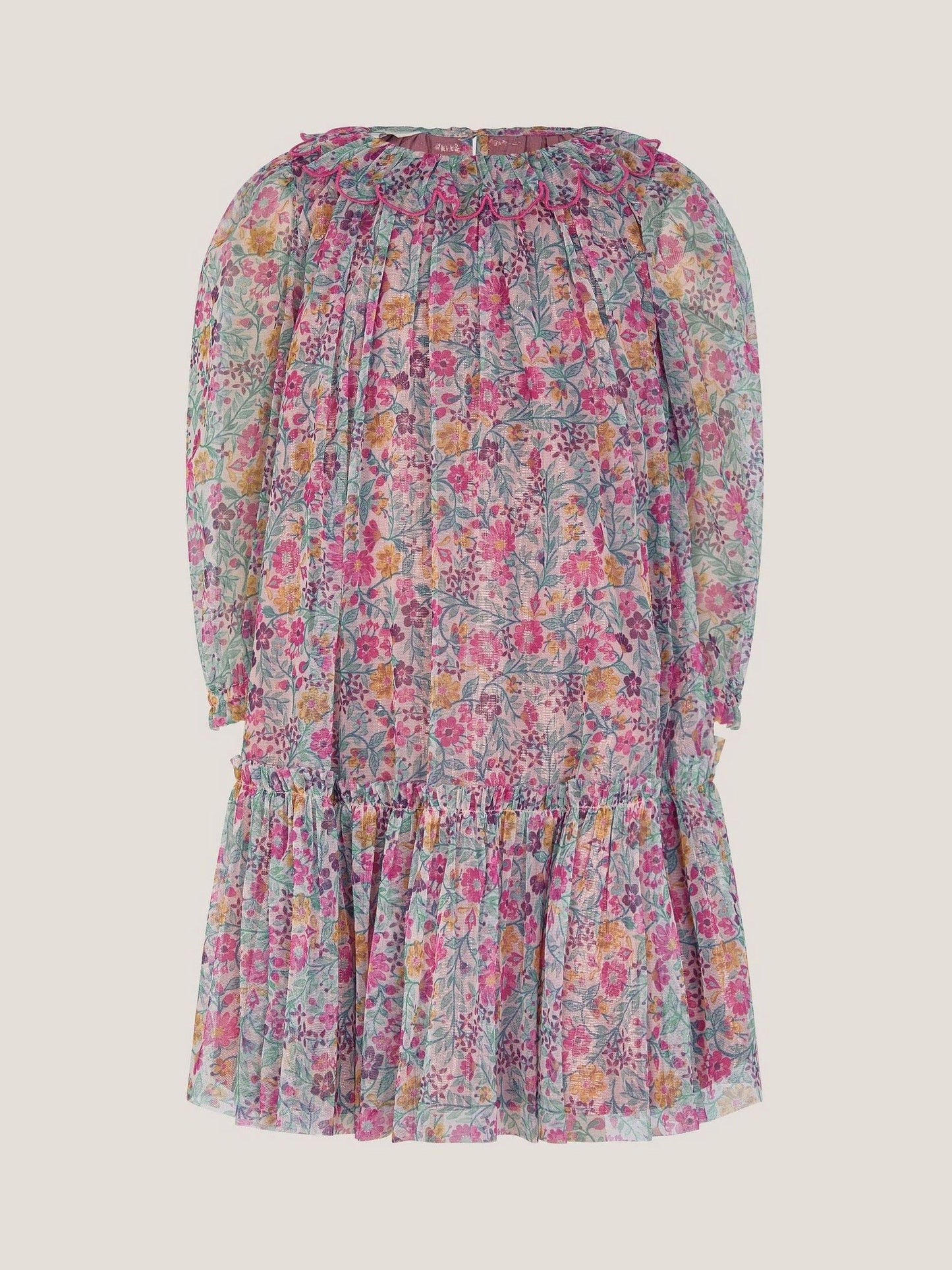Monsoon Pink Scallop Collar Floral Print Dress image 3