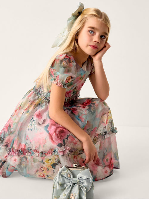Monsoon Cream Floral Print Ruffle Tiered Dress image 1
