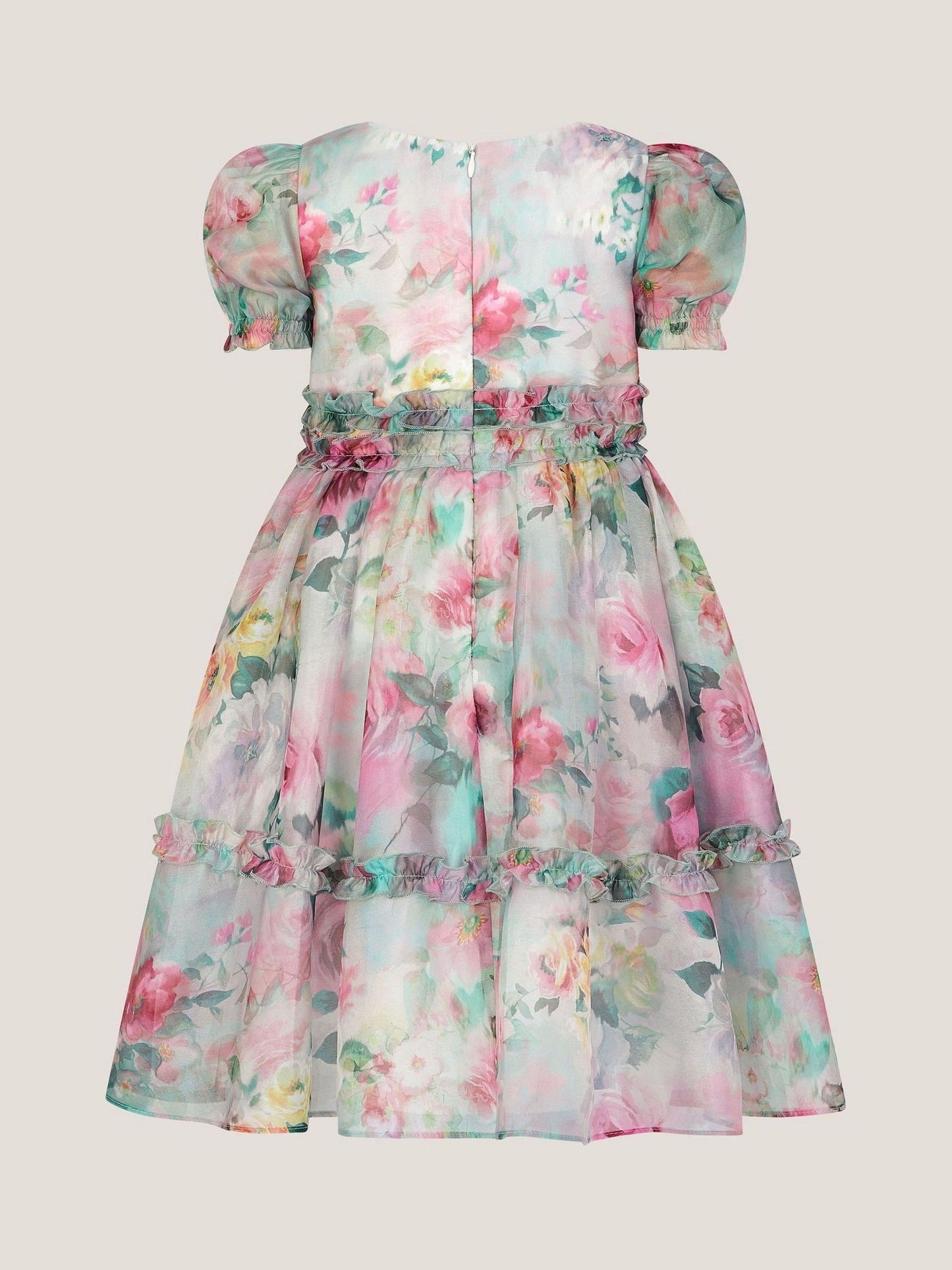Monsoon Cream Floral Print Ruffle Tiered Dress image 3