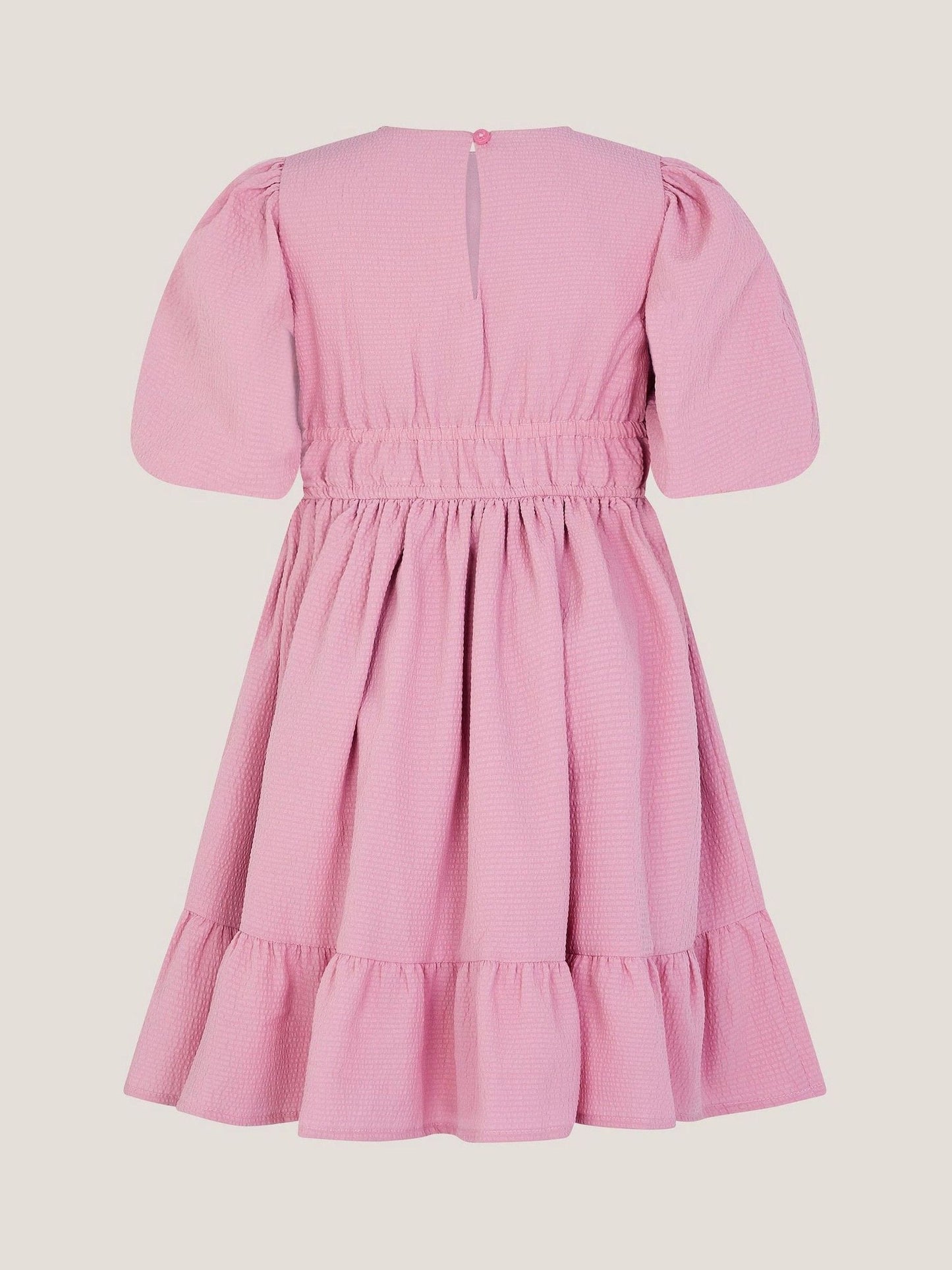 Monsoon Pink Crochet Yoke Tiered Dress image 3