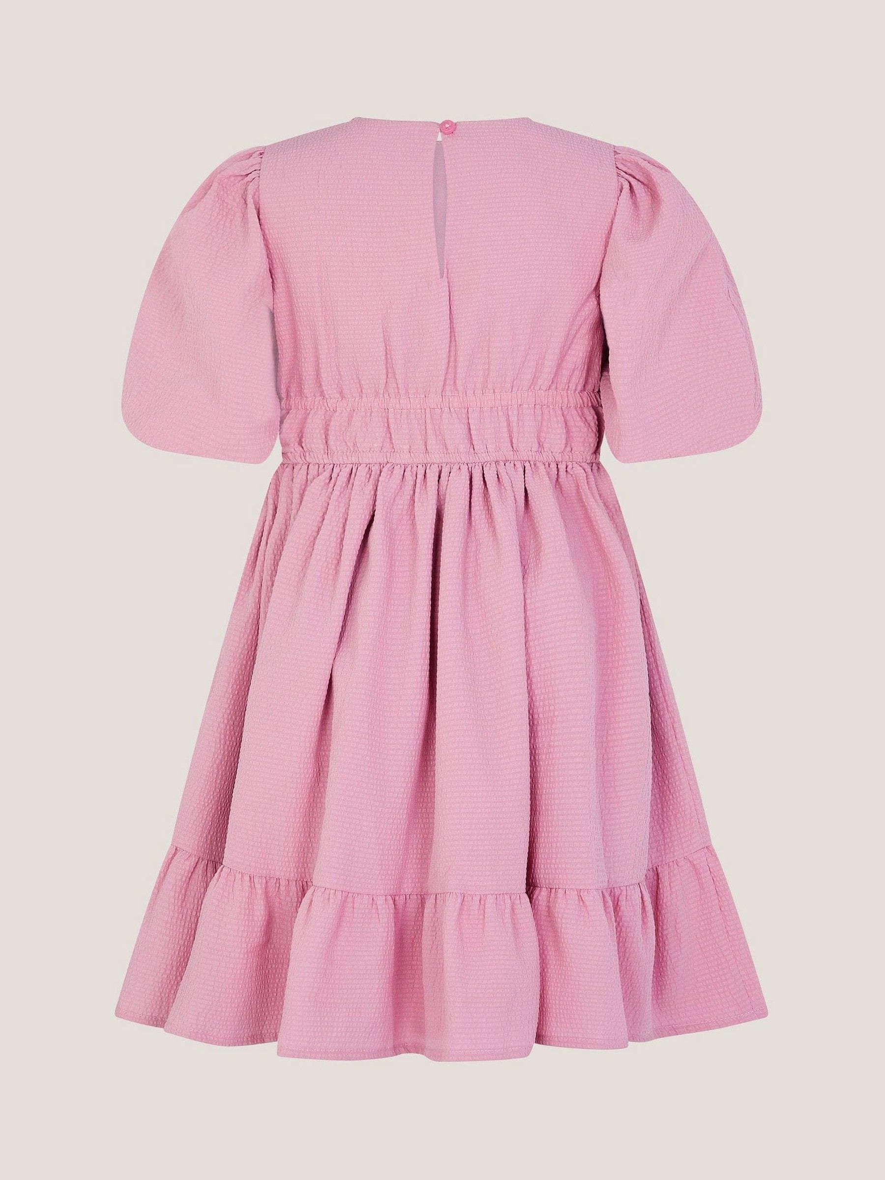 Monsoon Pink Crochet Yoke Tiered Dress image 3