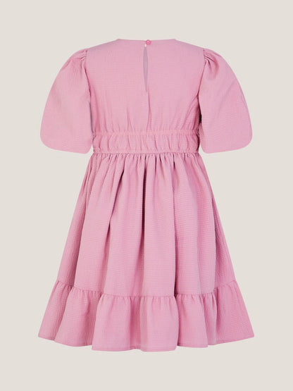 Monsoon Pink Crochet Yoke Tiered Dress image 3