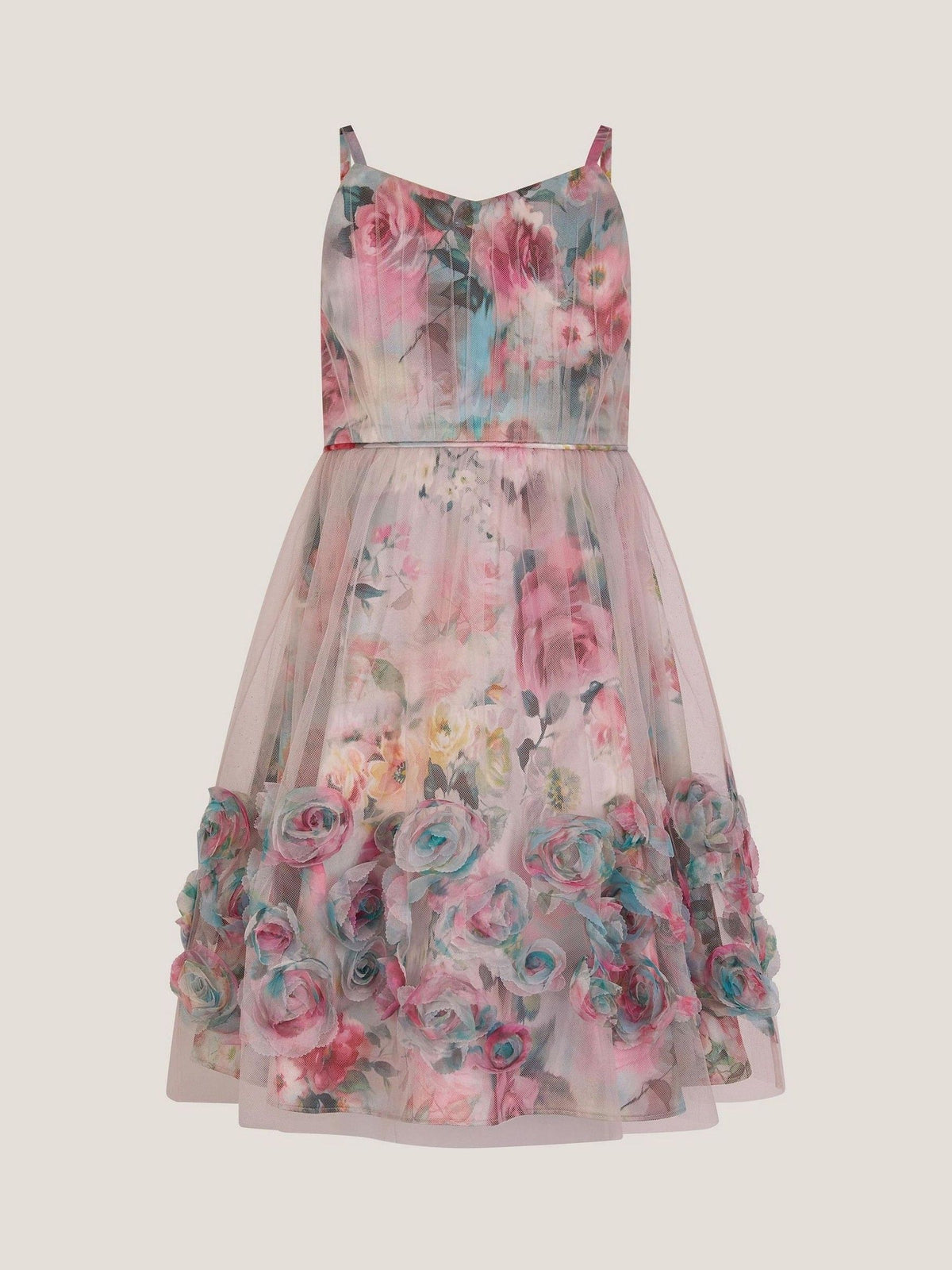 Monsoon Pink Rose Appliqué Tulle Dress image 2