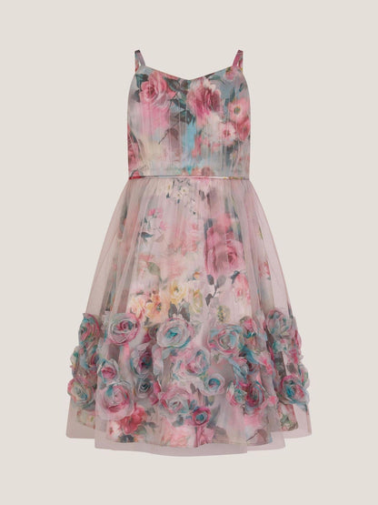 Monsoon Pink Rose Appliqué Tulle Dress image 2