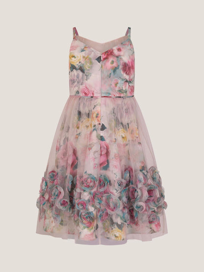 Monsoon Pink Rose Appliqué Tulle Dress image 3