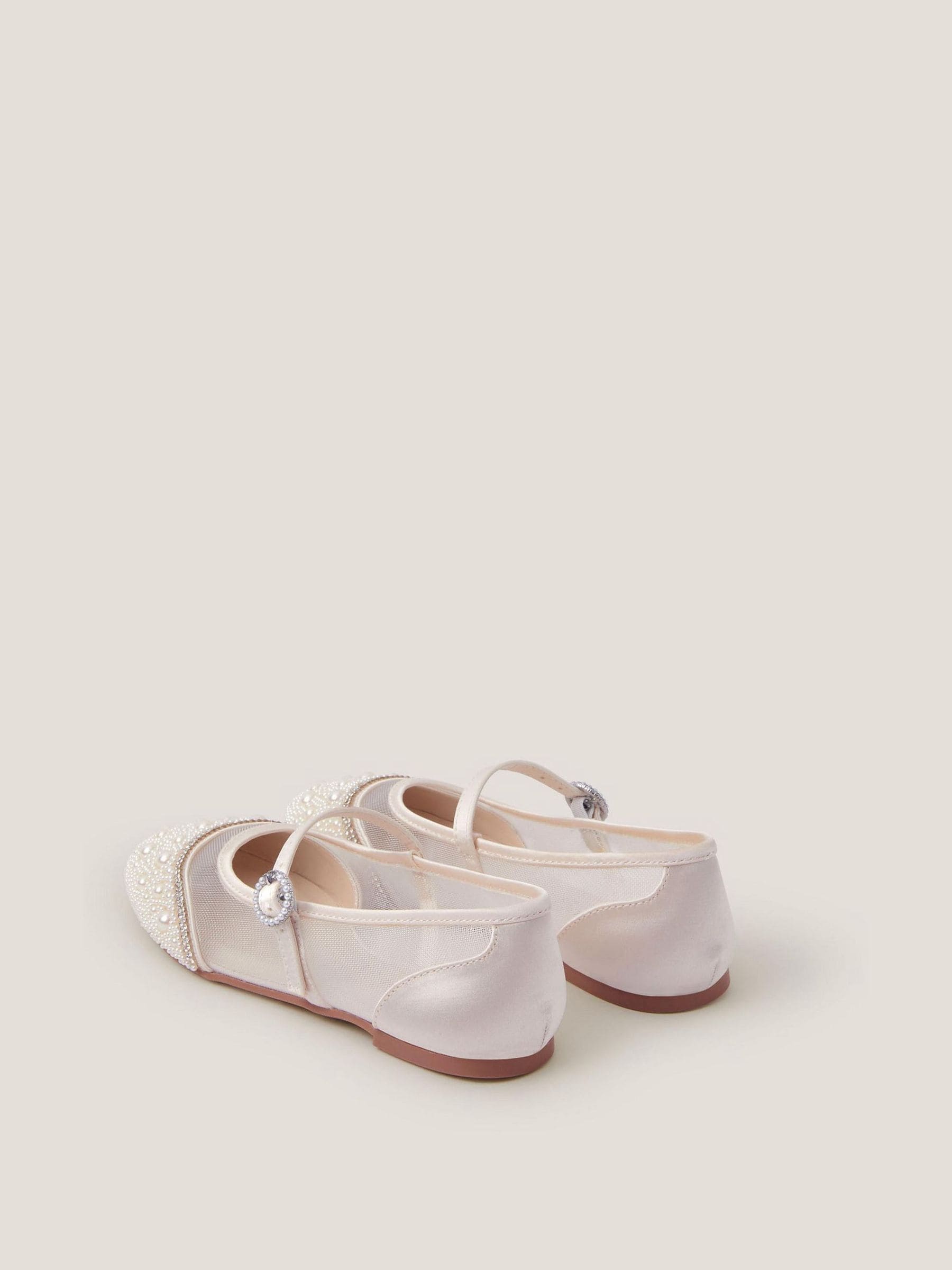 Monsoon Cream Pearl Mesh Ballet Flats image 2