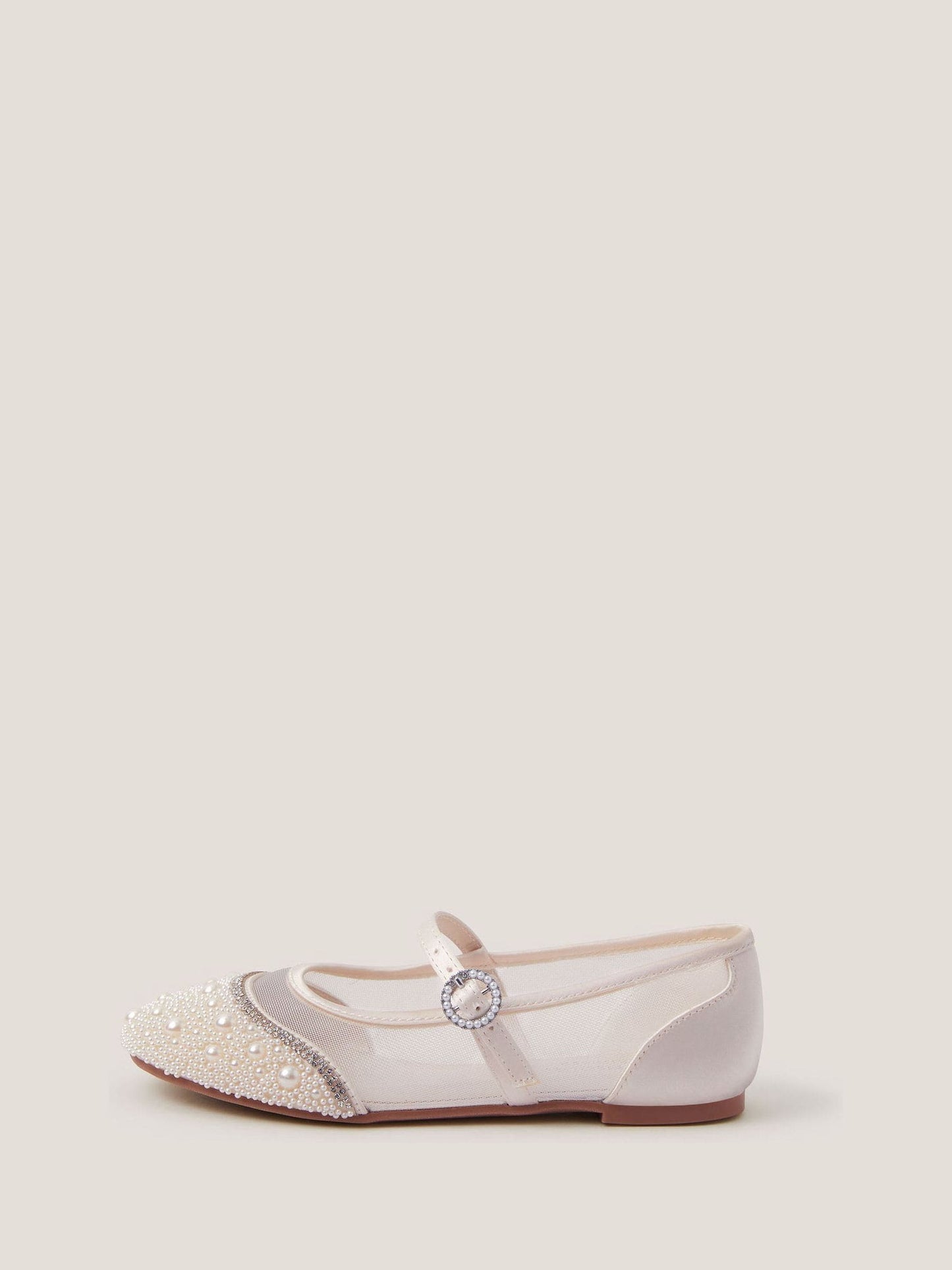 Monsoon Cream Pearl Mesh Ballet Flats image 3