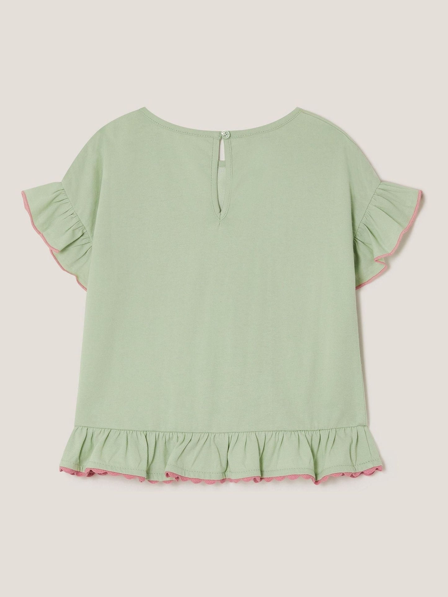 Monsoon Green Butterfly Embellished Frill T-Shirt image 3