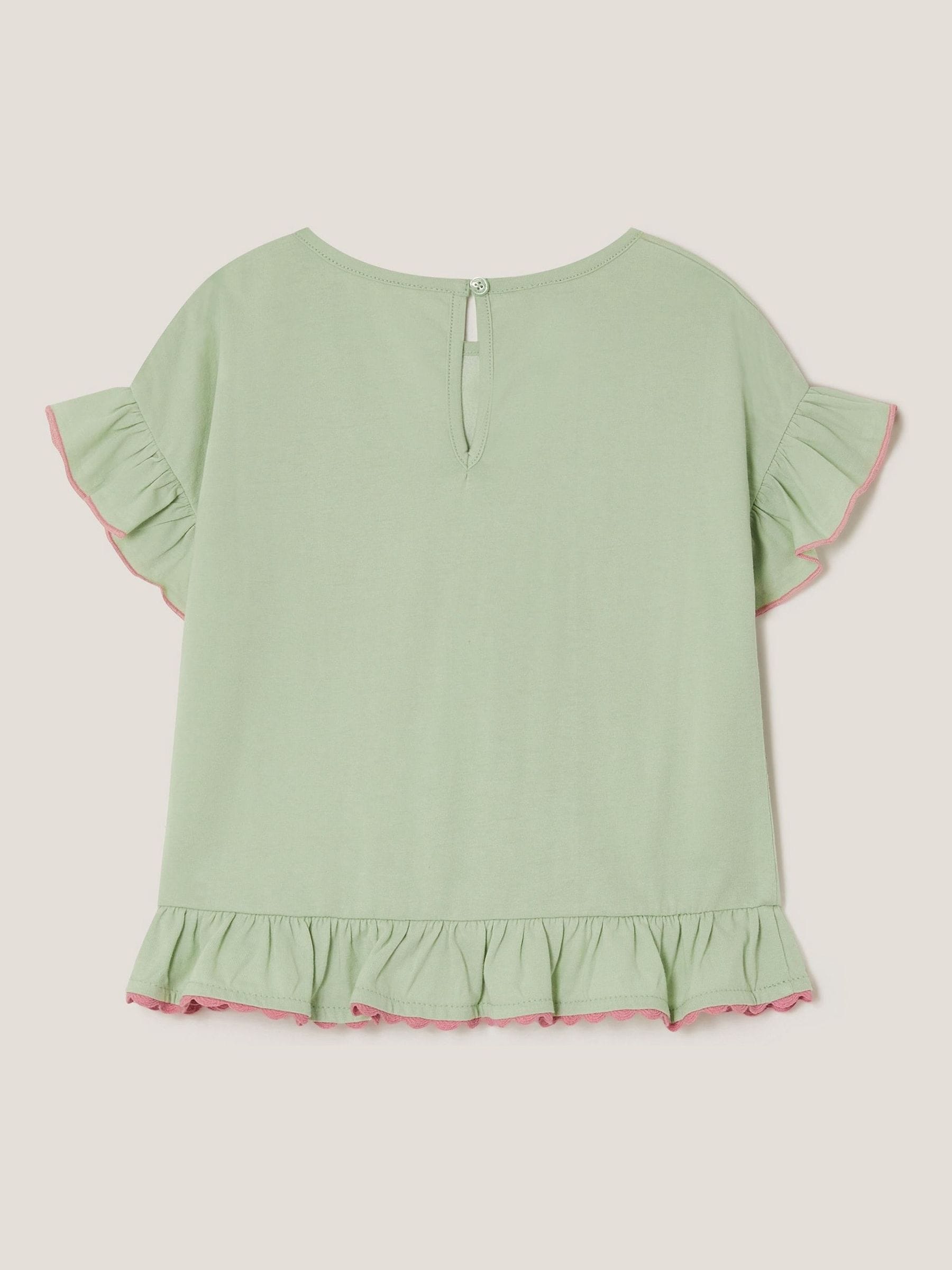 Monsoon Green Butterfly Embellished Frill T-Shirt image 3