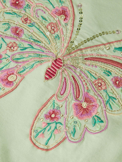 Monsoon Green Butterfly Embellished Frill T-Shirt image 4