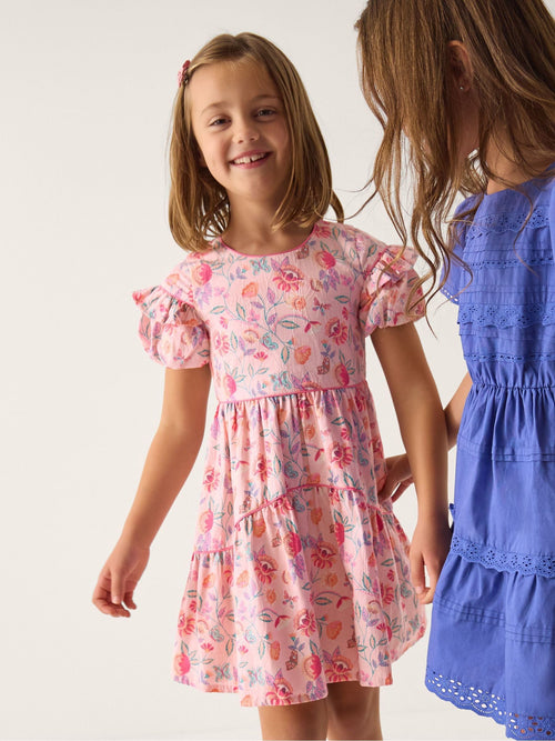 Monsoon Natural Floral Jacquard Ruffle Dress image 1