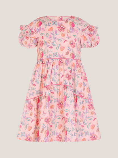 Monsoon Natural Floral Jacquard Ruffle Dress image 2