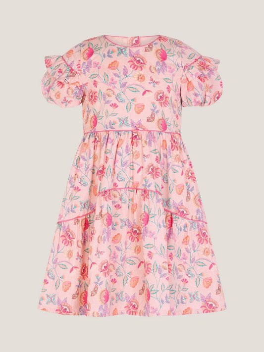 Monsoon Natural Floral Jacquard Ruffle Dress image 2