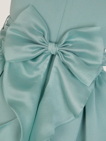 Monsoon Green Polly Cap Sleeve Bow Party Dress image 4