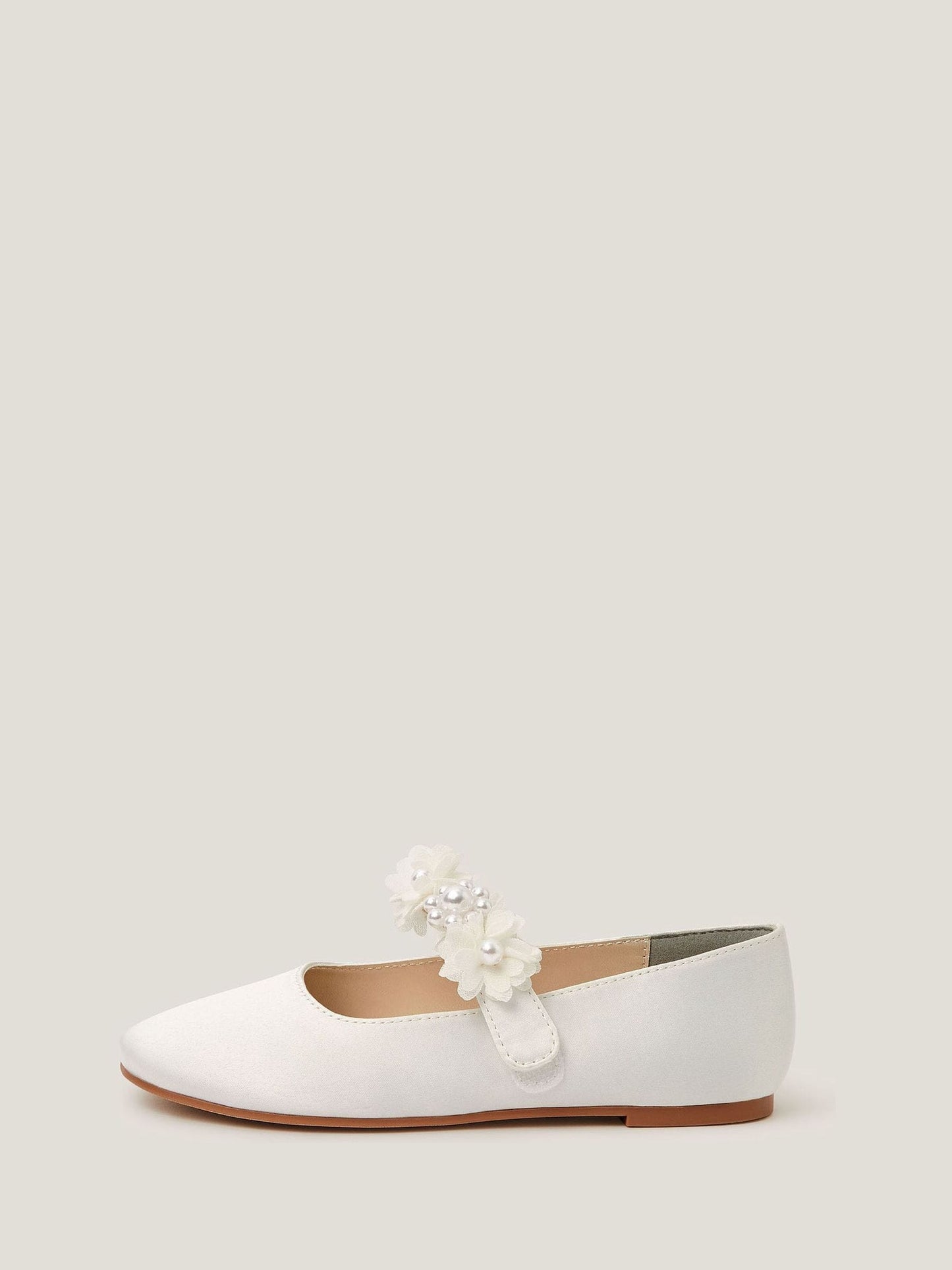 Monsoon Cream Communion Pearl Flower Ballet Flats image 3