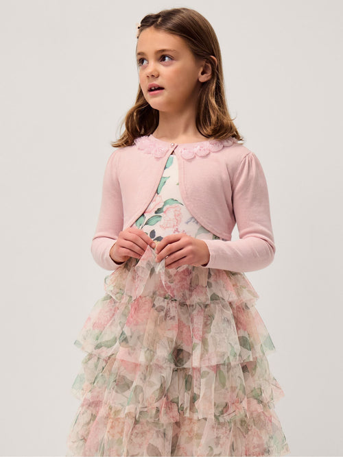 Dsiney Kidz - Monsoon Pink Ottilie Appliqué Rose Pearl Cardigan image 1