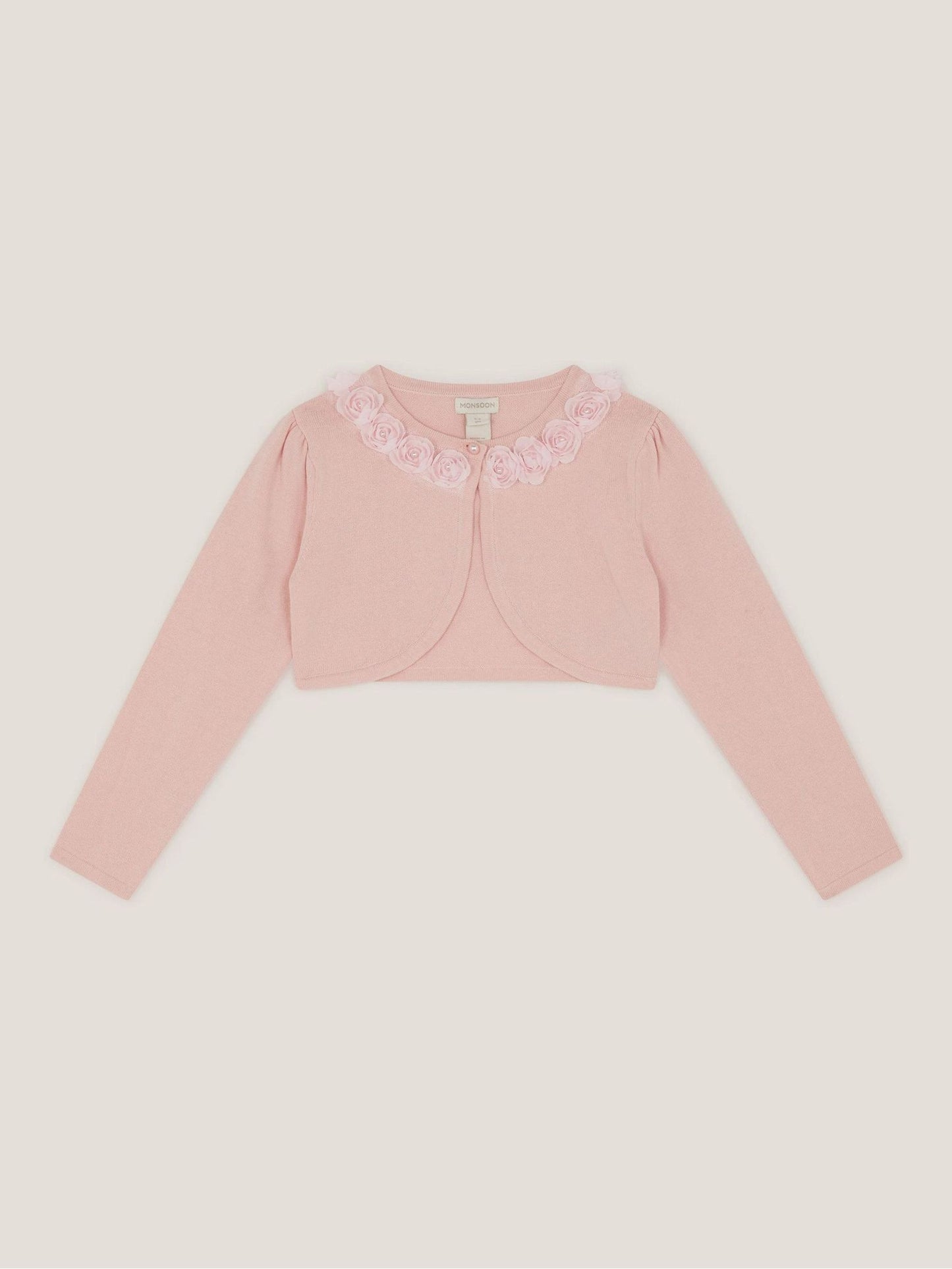 Monsoon Pink Ottilie Appliqué Rose Pearl Cardigan image 2