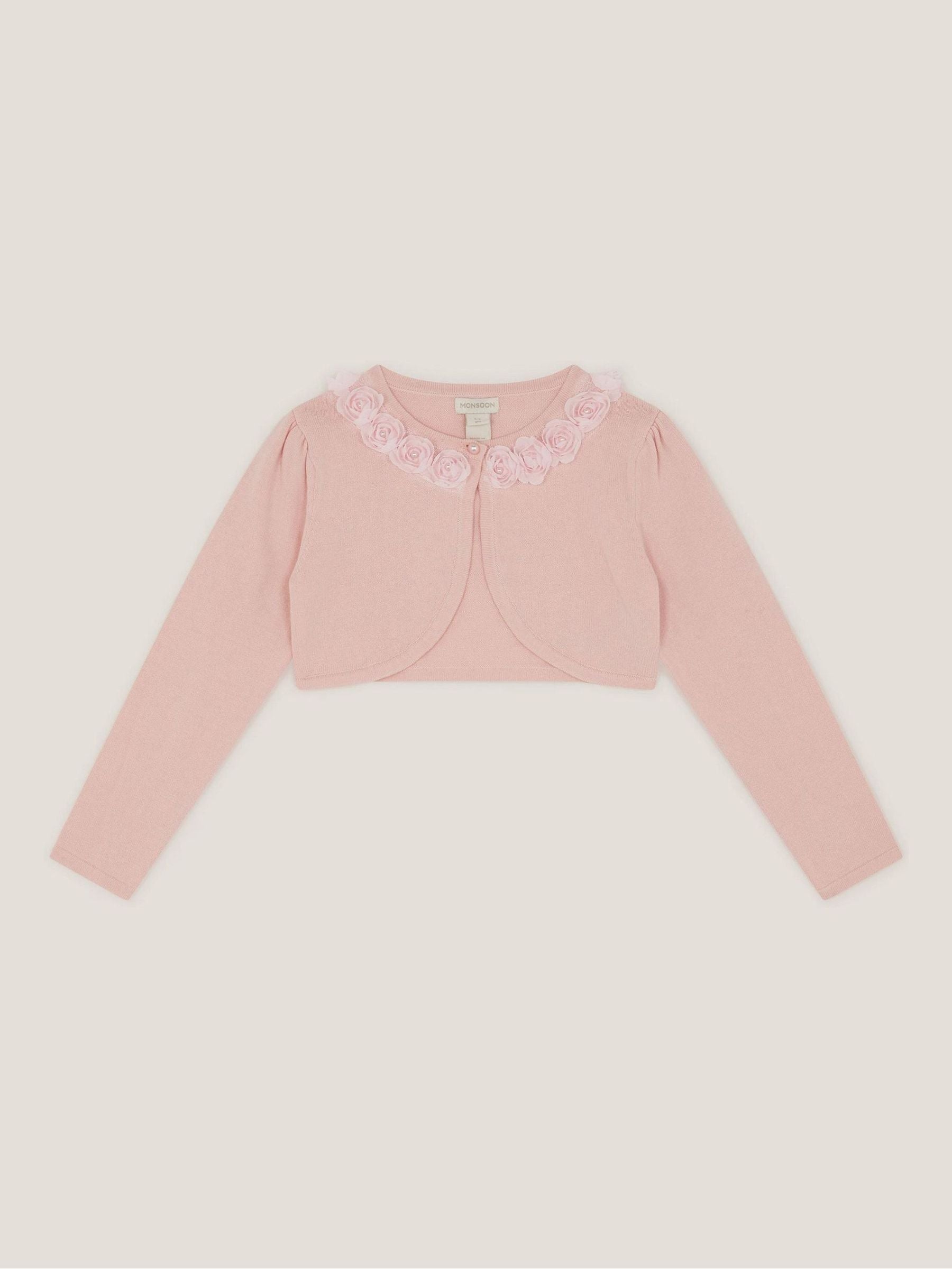 Monsoon Pink Ottilie Appliqué Rose Pearl Cardigan image 2