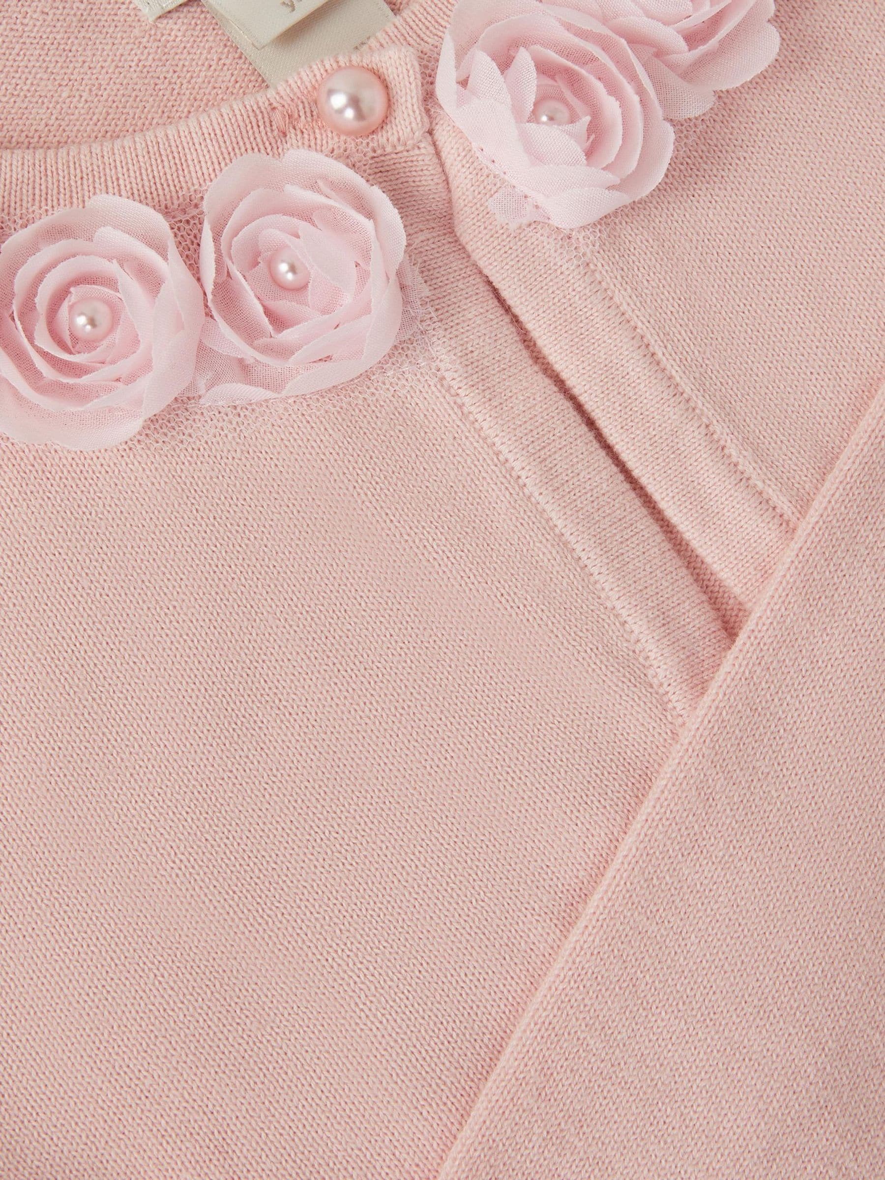Monsoon Pink Ottilie Appliqué Rose Pearl Cardigan image 4