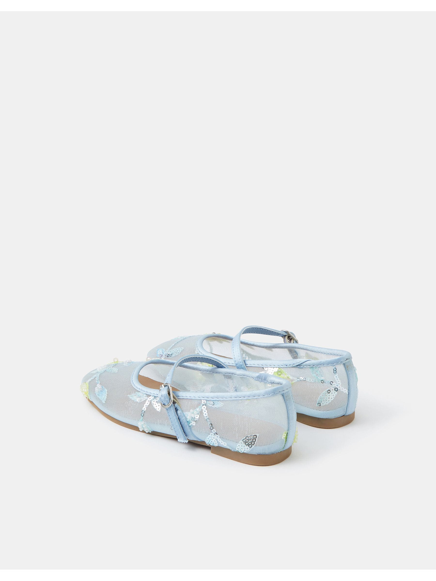 Angels By Accessorize Blue Sparkle Floral Mesh Ballet Flats image 2