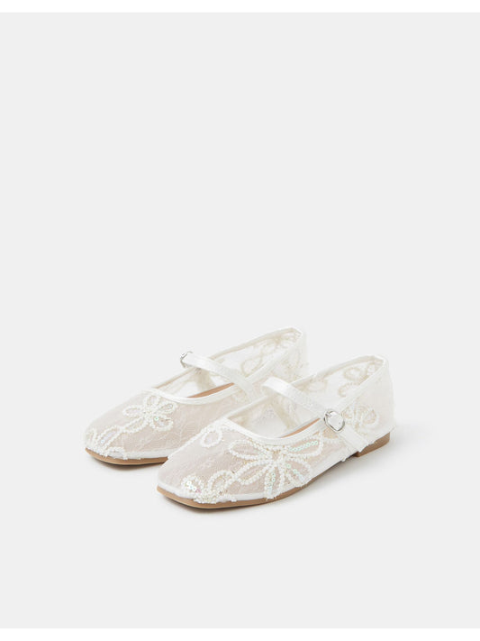 Angels By Accessorize Natural Sparkle Floral Mesh Ballet Flats image 1