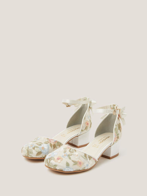 Monsoon Cream Floral Embroidered Closed Toe Heels image 1