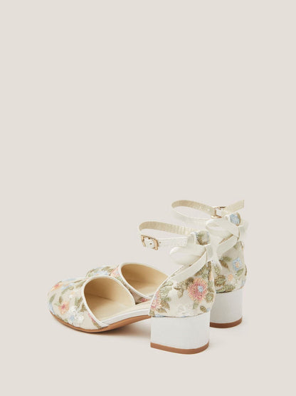 Monsoon Cream Floral Embroidered Closed Toe Heels image 2