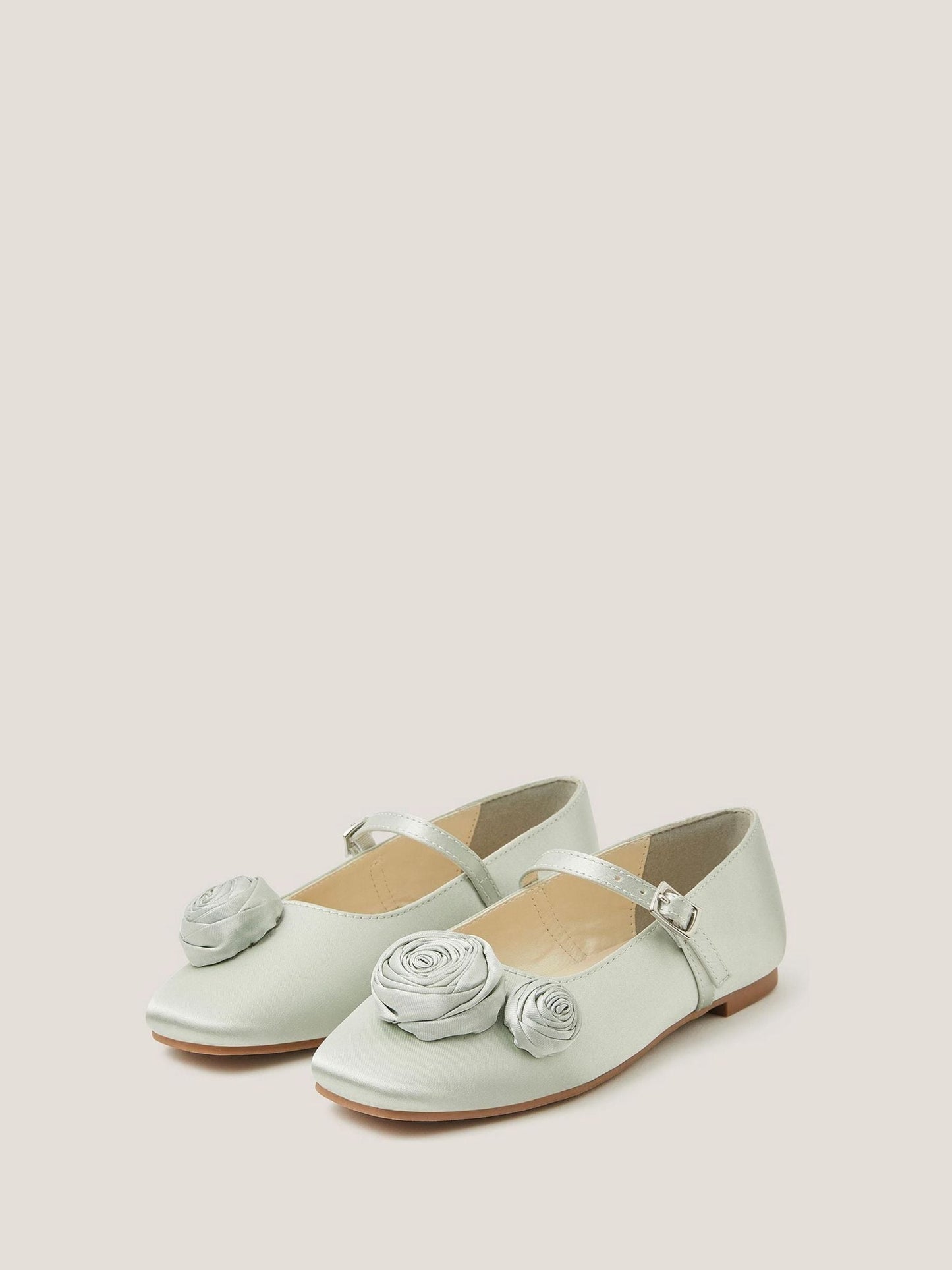 Monsoon Green Rosette Satin Ballet Flats image 1