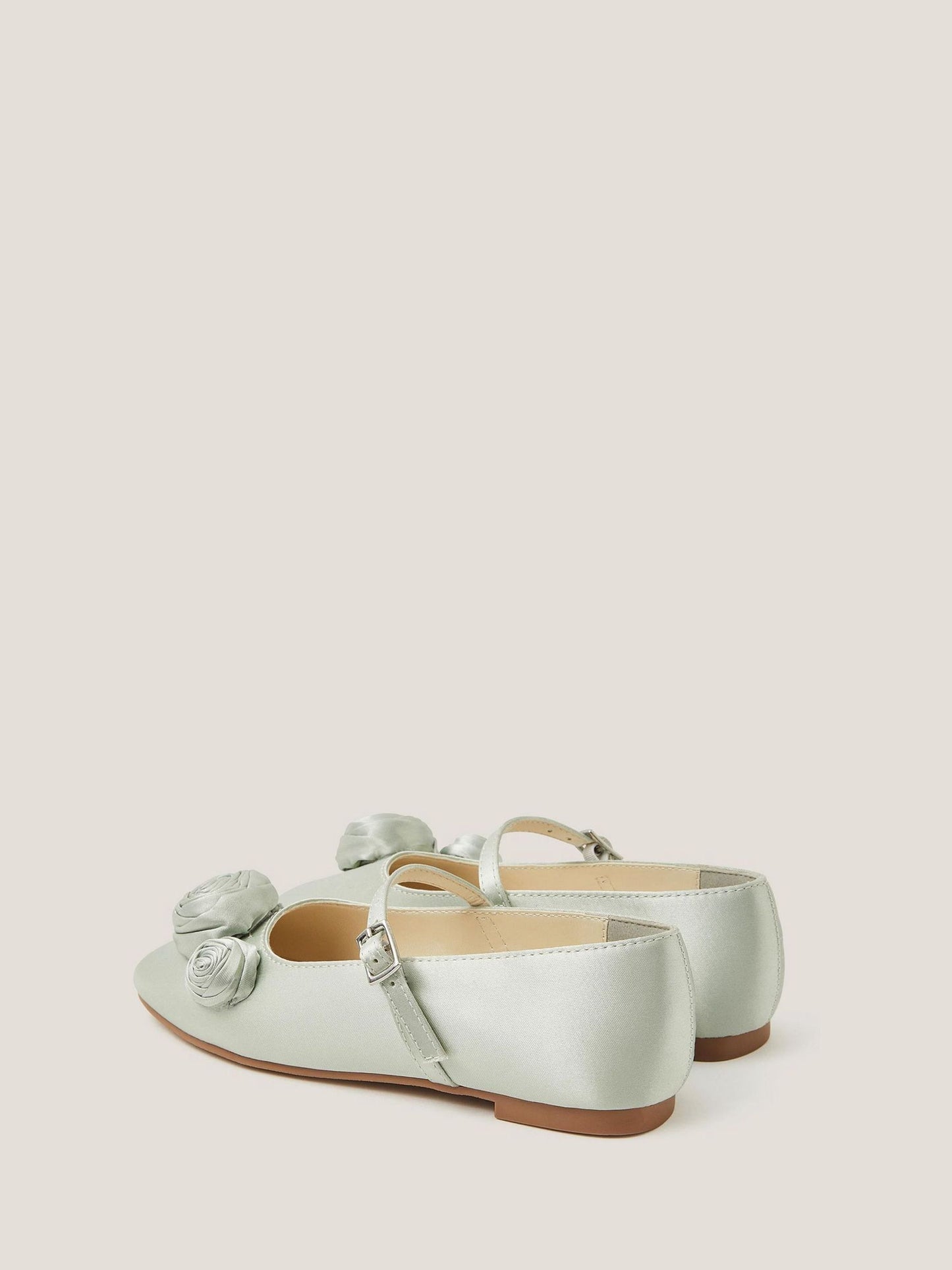 Monsoon Green Rosette Satin Ballet Flats image 2