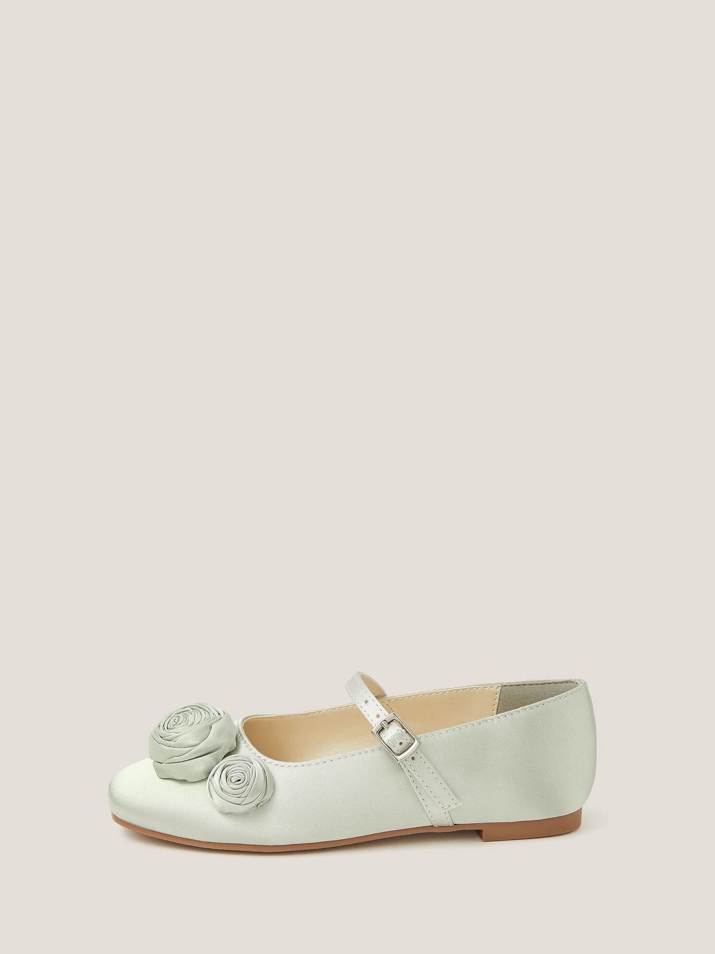 Monsoon Green Rosette Satin Ballet Flats image 3