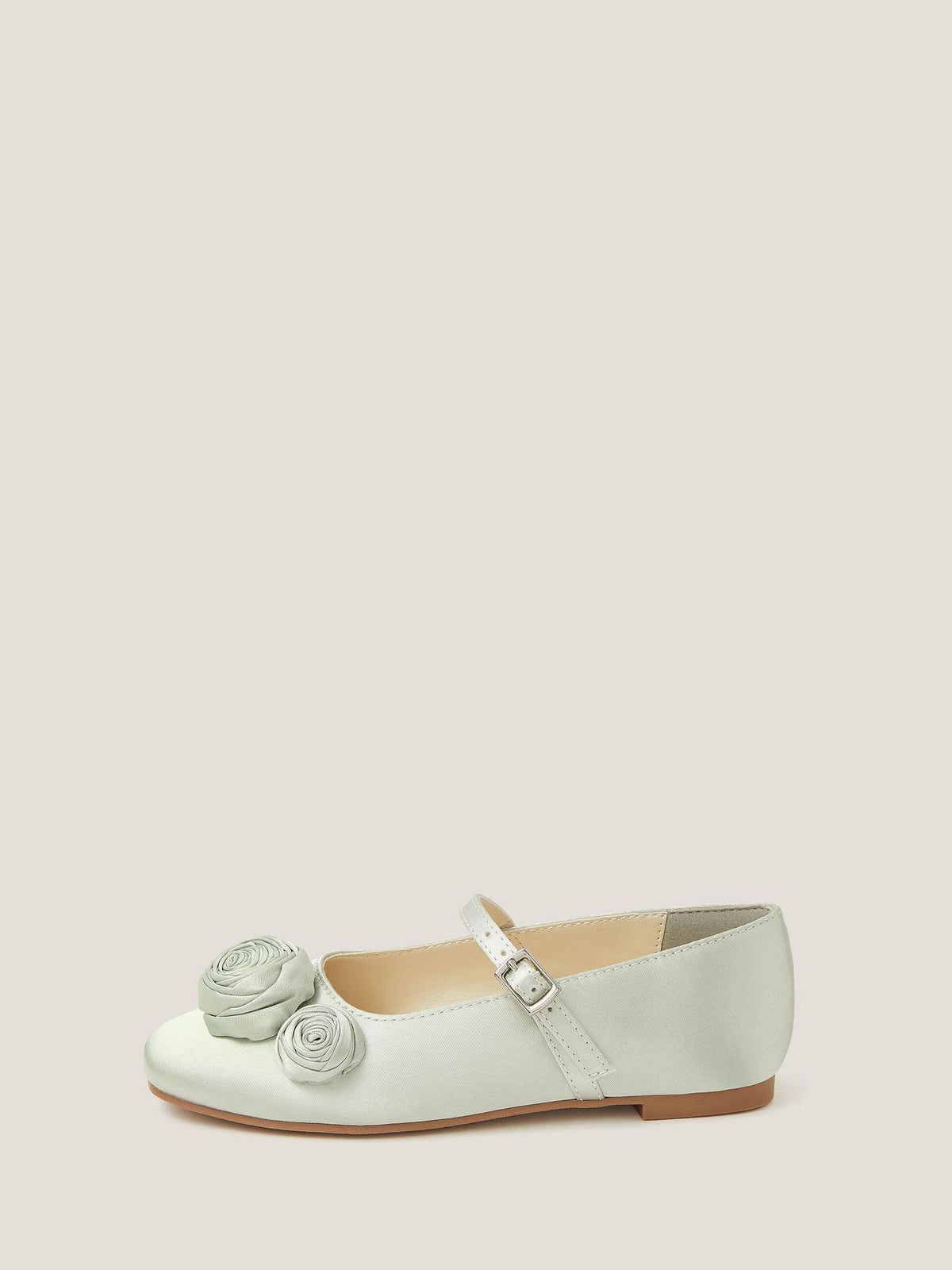 Monsoon Green Rosette Satin Ballet Flats image 3