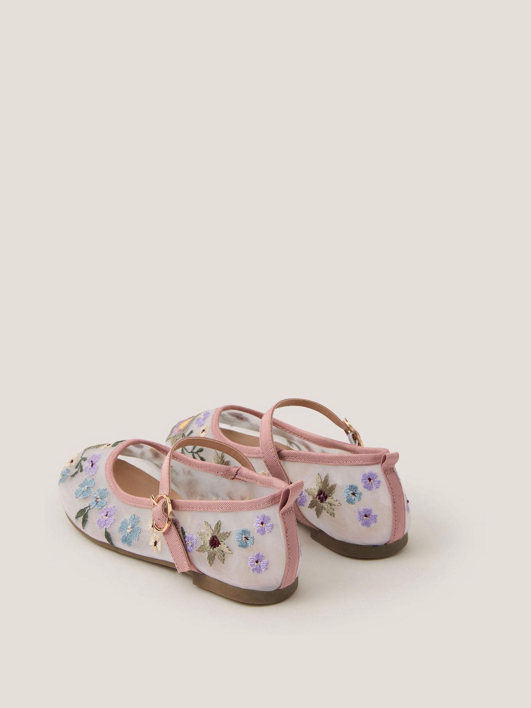 Monsoon Pink Floral Embroidered Ballerina Flats image 2