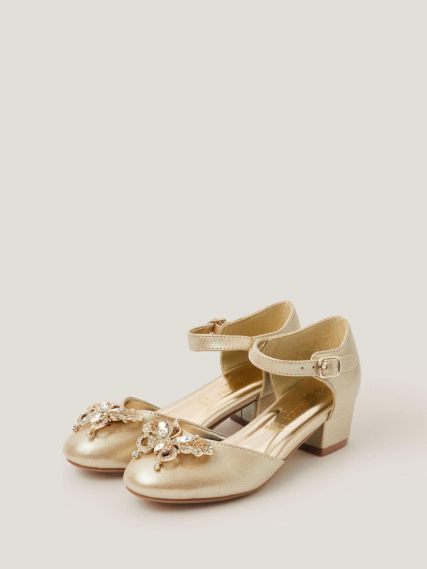 Monsoon Gold Metallic Butterfly Gem Heels image 1