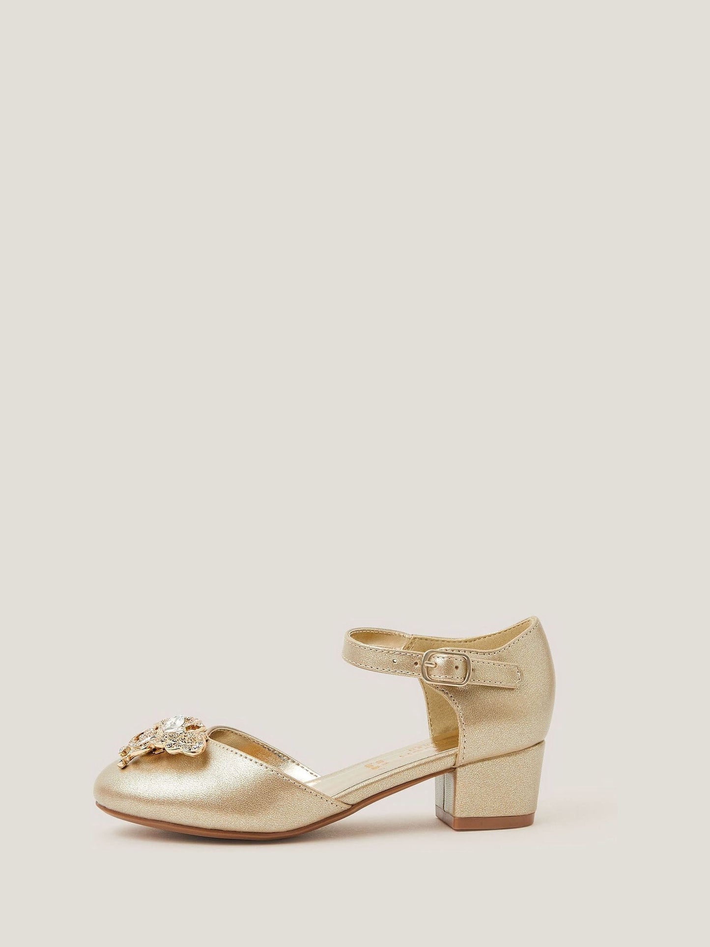 Monsoon Gold Metallic Butterfly Gem Heels image 2
