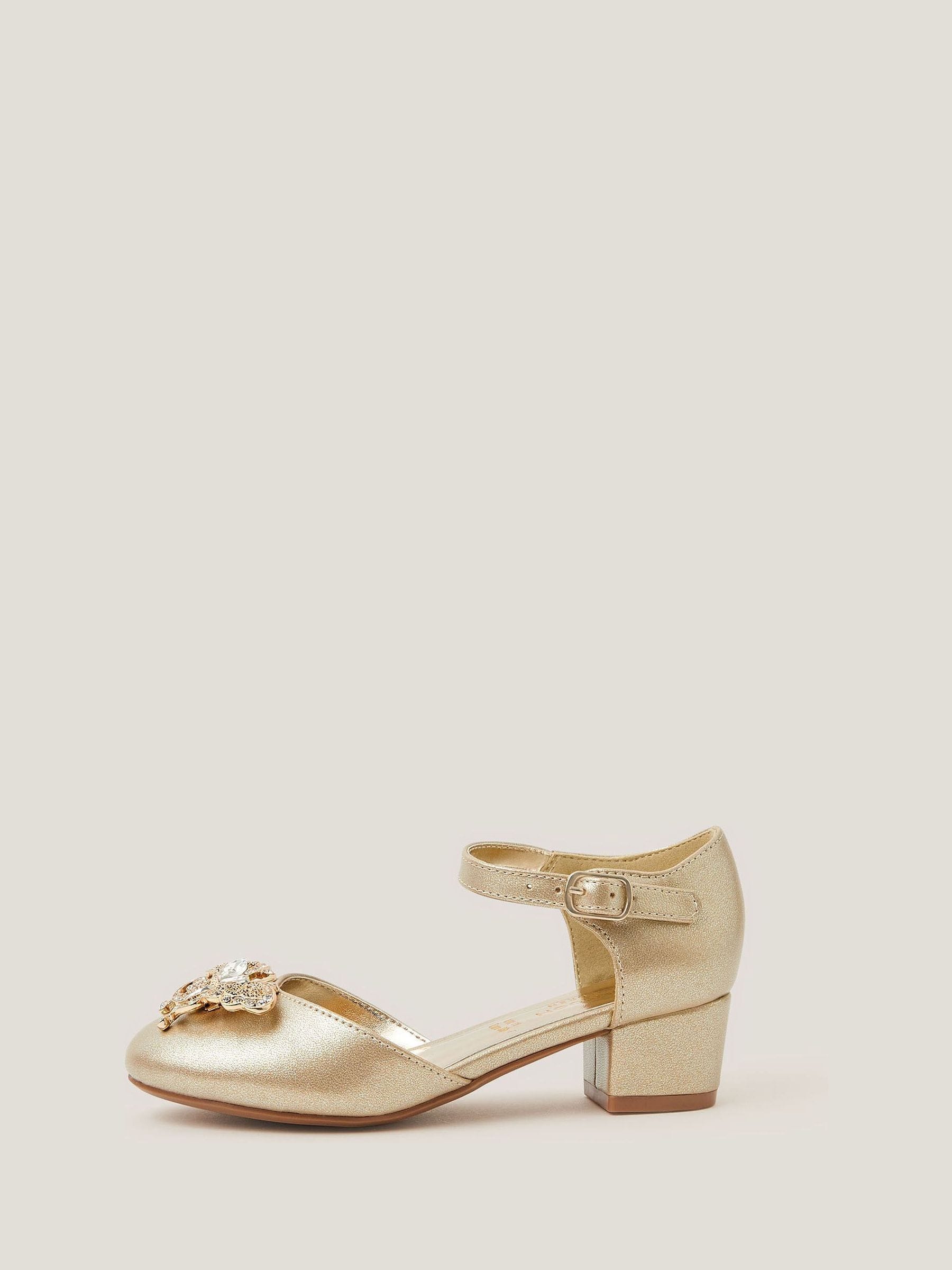Monsoon Gold Metallic Butterfly Gem Heels image 2