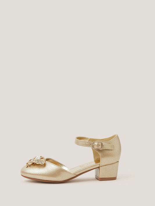 Monsoon Gold Metallic Butterfly Gem Heels image 2