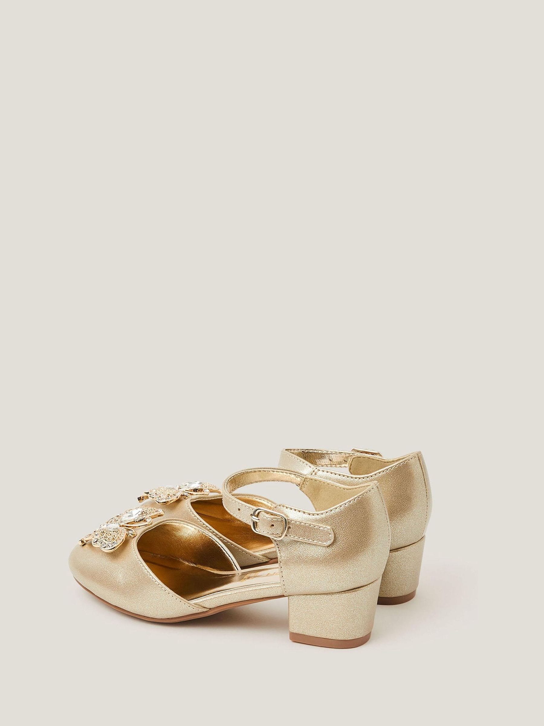 Monsoon Gold Metallic Butterfly Gem Heels image 3