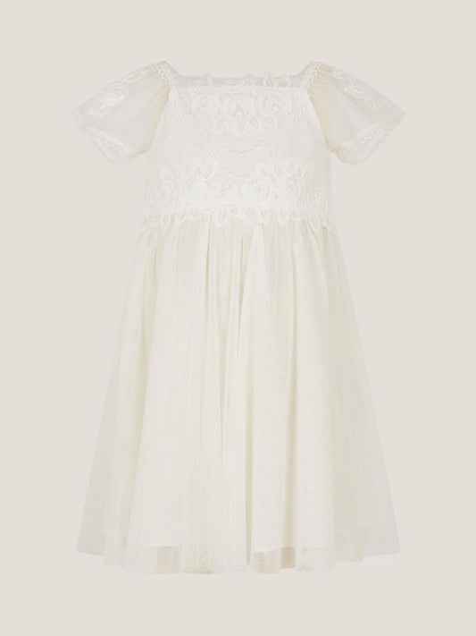Monsoon Cream Baby Floella Floral Lace Dress image 1