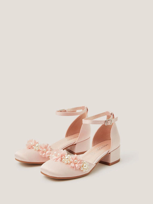 Monsoon Pink Communion Flower Embellished Closed Toe Heels image 1