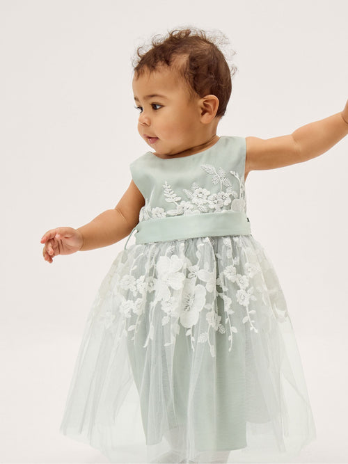 Dsiney Kidz - Monsoon Green Baby Felicity Embroidered Floral Dress image 1